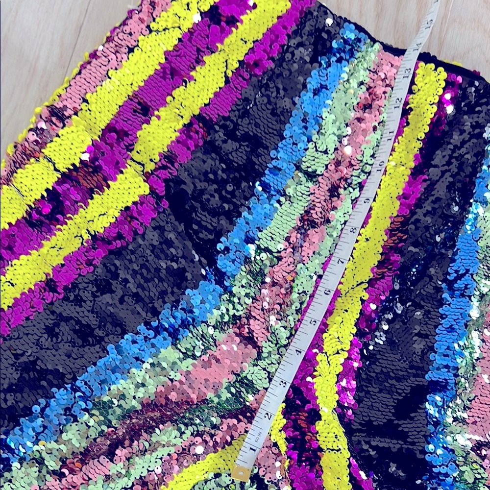 FOREVER 21 l Sequin Striped Pants Retro High Waist Straight Let 80s 90s Size L - Picture 12 of 16